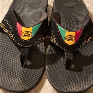 Reef flip flops green yellow red and black size 10